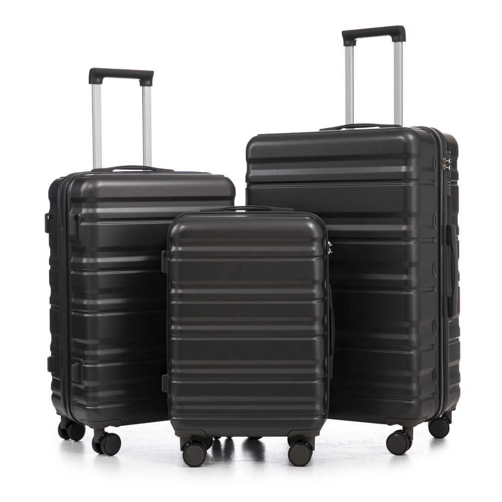 Pawverly 3-Piece ABS Spinner Luggage Set, 20"/24"/28" Lightweight Hard Shell Suitcases, Airline Approved Carry-On, 360° Spinner Wheels, Waterproof Travel Set