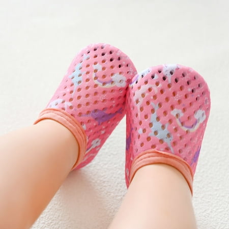 

Herrnalise Toddler Girls Boys Socks Breathable Mesh Non-slip Cartoon Print Toddler Socks