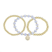 14Kt Gold Flash Plated Genuine Stone and Bead Bracelet Trio