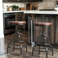 thumbnail image 2 of Taburete de bar LOKKHAN, industrial, vintage, giratorio, de madera y metal, juego de 2, 2 of 9