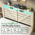 thumbnail image 5 of Amerlife Queen Size Storage Bed Frame with 4 Drawers & LED Light, Charging Station, Rustic White, 5 of 8
