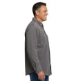 thumbnail image 3 of Turtle Bay New York Men's Grey Heathered Fleece Overshirt with Chest Pockets and Tortoise-shell patterned Buttons, 3 of 5