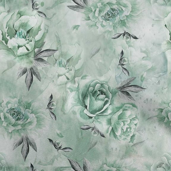oneOone Polyester Spandex Dusty Teal Green Fabric Florals Sewing Fabric By The Yard Printed Diy Clothing Sewing Supplies 56 Inch Wide