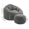 thumbnail image 4 of Accent Bean Bag Chair with Footrest,Comfy Upholstered Sofa Couch Chair for Living Room Bedroom, Easy to Move, Grey, 4 of 6
