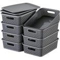 thumbnail image 1 of 8 pcs Storage Bins with Lids - Plastic Storage Containers with Lids Stackable Storage Box Storage Baskets for Organizing Shelves Drawers Desktop Closet Playroom Classroom Office, 1 of 5