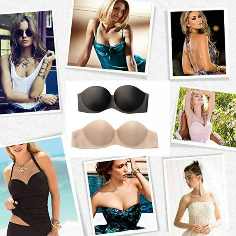 Strapless Push Up Bras For Women Sexy Solid Lift Half Cup