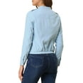 thumbnail image 4 of INSPIRE CHIC Women's Lightweight Stand Collar Zip up Biker Moto Jacket M Sky Blue, 4 of 9