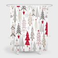 thumbnail image 4 of Christmas Trees Shower Curtain Red Grey XmasTree Merry Christmas Hallp New Year Bathroom Decorations, Cute White Waterproof Fabric Shower Curtain Sets with Hooks, 72x72, 4 of 6