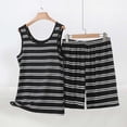 thumbnail image 2 of biudgviw Plus Size Pajama Sets for Women 2 Piece Striped Sleepwear Sleeveless Crewneck Tank Tops with Shorts Pj Set Comfy Loungewear, 2 of 5