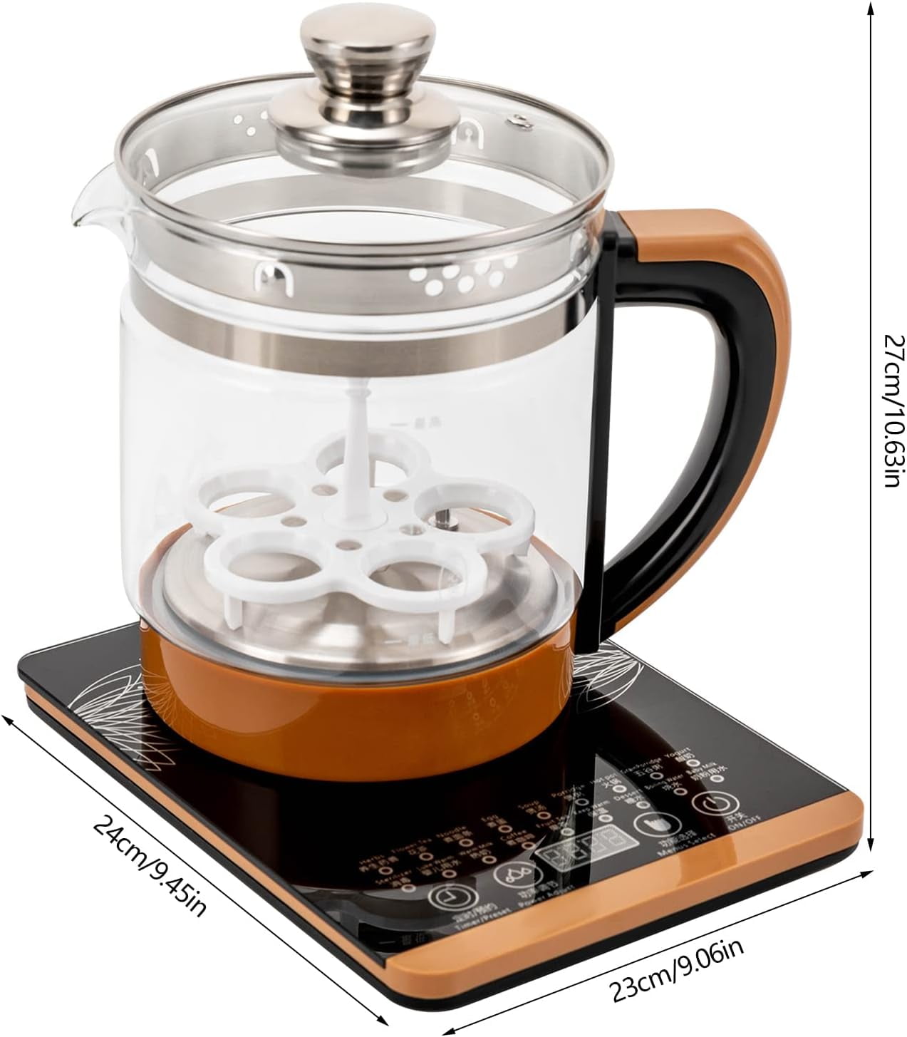 Electric Tea Kettle, Household 1.8L 800W Food-grade Glass Kettle Health Pot Tea Maker W/Filter+ Digital Heating Base For Health Medicine Meals, Scented Tea, Coffee, Soup, Hot Pot, Boiled Aggs