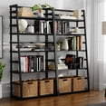thumbnail image 3 of Simpli Home Acadian 30W 5 Shelf Ladder Bookcase (Set of 2) in Black, 3 of 6