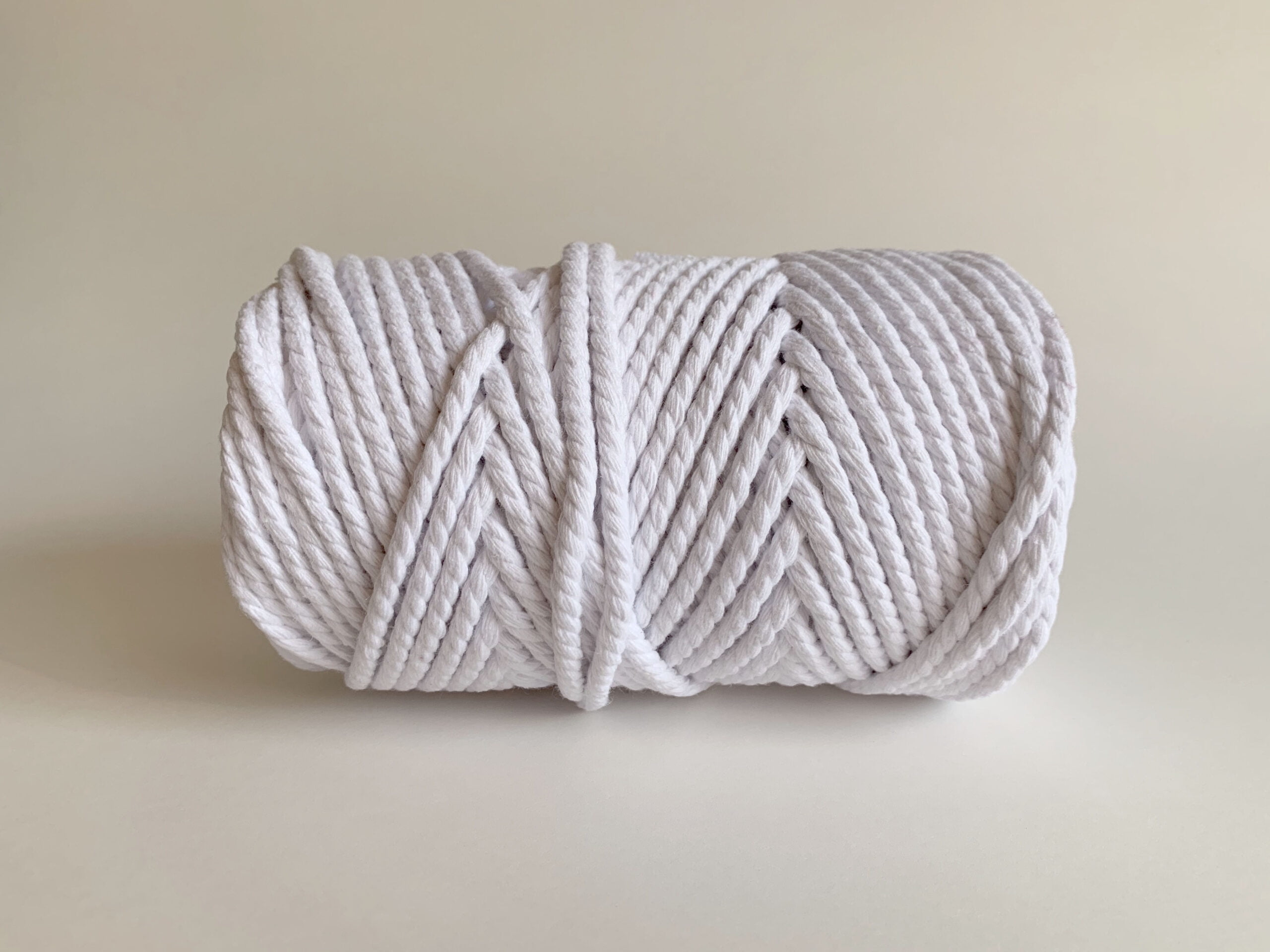 5mm 3 Strand Craft Cord Recycled Cotton Macrame Rope - White