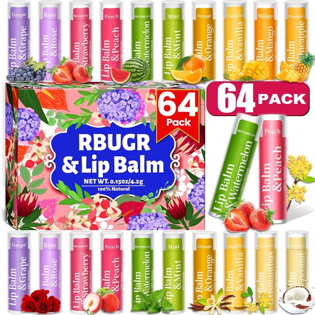 Bálsamo labial RBUGR, paquete de 64 unidades, orgánico y natural, 4,2 g