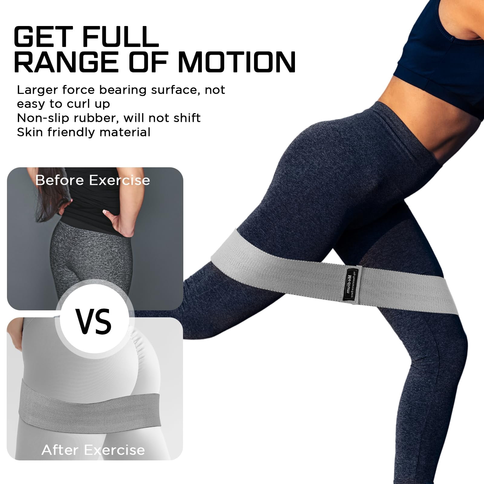 12 Pcs Fabric Resistance Bands for Working Out Booty Workout Stretch Exercise Bands Non Slip for Legs Squat Resistance Loop for Women Men Starter Butt Hip Thigh Fitness