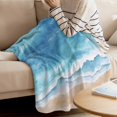 thumbnail image 2 of Fleece Blanket Watercolor Summer Beach Ocean Blue Waves Blankets, Soft Cozy Warm Flannel Throw Blanket, Abstract Art Blanket for Bed Couch Sofa,40x60In, 2 of 9