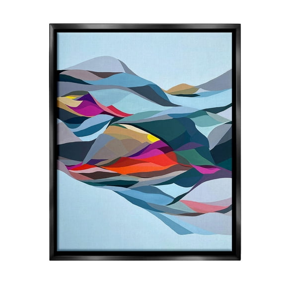 Stupell Industries Flowing Geometric Shapes Abstract Painting Black Floater Framed Canvas Art Print Wall Art, 17 x 21