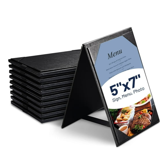 WeChef 10 pack 5"x7" Table Tent Restaurant Menu Holders Double-Sided A-Frame PU leather Drink Dessert for Bar Hotel