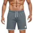 thumbnail image 7 of hoksml Men's Waffle Knit Drawstring Casual Shorts, Contrast Cuff Breathable Athletic Shorts for Sports Daily Wear, 7 of 7