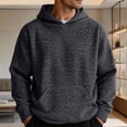 thumbnail image 2 of Mens Knitted Hoodies Oversized Long Sleeve Pullover with Kangaroo Pockets Texture Work Hooded Sweatshirts Big and Tall Gray,L, 2 of 7
