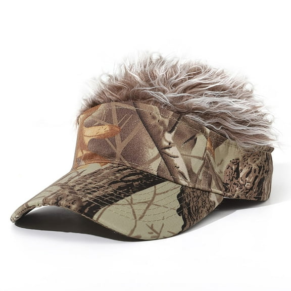 Men's Hair Visor ​Sun Hats Visor with Hair Fake Hat with Hair for Men Novelty Spiked Adjustable Baseball Caps Funny Gift