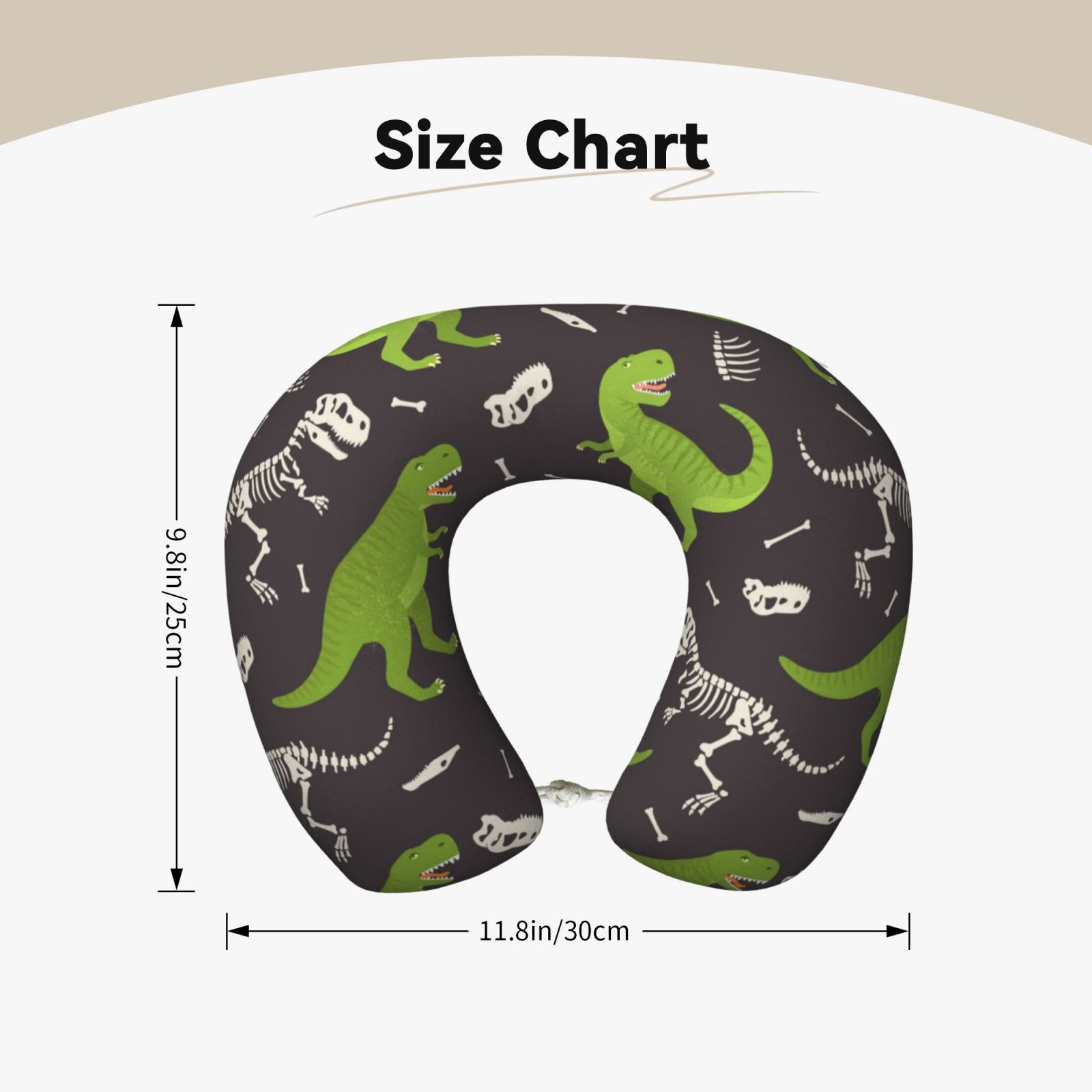 Xecao Dinosaur Skeleton Print Memory Foam Cervical Neck Pillow Versatile U-Shaped Pillows for Home,Office,Camping,Travelling,Soft Washable Cover