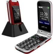 artfone G6 - 4G LTE Flip Phone Unlocked, Cell Phone for Seniors, Dual Screen, Seniors Flip Phone, Large Button Keypad, SOS Button, Camera, Flashlight, Charging Dock, Speed Dial, Dumb Phone, Red