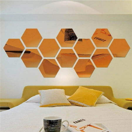 Silly Sounds Wall - Moaere 12Pcs Mirror Wall Stickers Self Adhesive Plastic Mirror Tiles for Home Decor 1.81''X1.57''