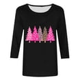 thumbnail image 4 of LEKWK Holiday Tops for Women 2025 Xmas Tree Crew Neck 3/4 Sleeve Tshirts Christmas Plaid Shirts for Women Funny Womens Holiday Shirt, 4 of 5