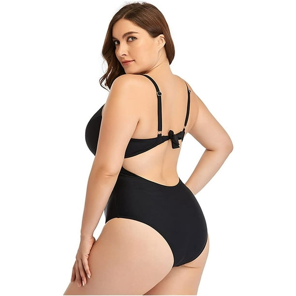 Plain black clearance plus size swimsuit