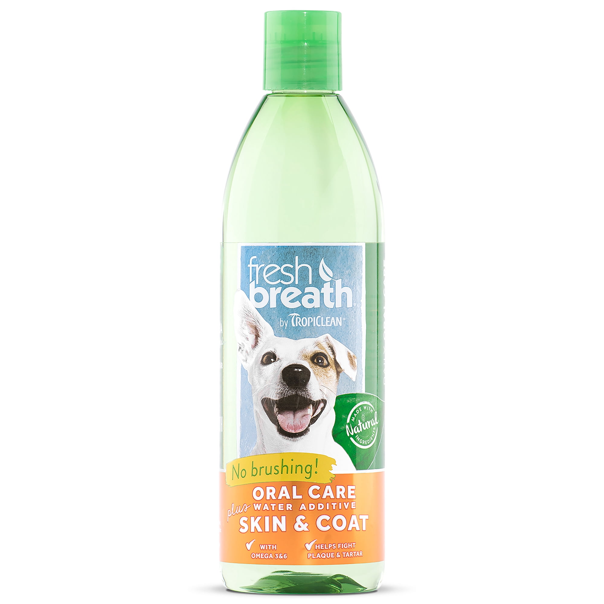 Fresh Breath by TropiClean Oral Care Water Additive Plus Skin & Coat , 16 Oz