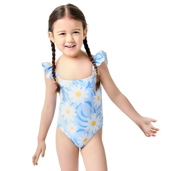 TAIAOJING Girls Swimwear 2PCS Bikini Swim Wear Set Floral Print Toddler Kids Swim Suit For Beach Pool Summer Outdoor Activities Age 2-8 Years Leisure 5-6Y