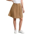 thumbnail image 1 of Faldas de mujer INSPIRE CHIC de talle alto, en línea A, acampanadas, casuales, de mezclilla, talla XS, color marrón, 1 of 6
