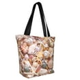 thumbnail image 2 of Easygdp Colorful Seashells Stylish Canvas Handbag Shoulder Tote Bag, Shopping Bag with Zip, Suitable for Buying Groceries, Office, Fitness, 2 of 9