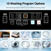 GGTB Portable Washing Machine for Apartments, 20 lbs Full Automatic Clothes Washer Machine,1.9 Cu.ft Top Load Washer with 10 Wash Programs/8 Water Levels, Coffee Gold