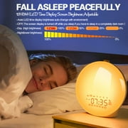 Sunrise Alarm Clock Wake Up Light for Heavy Sleepers, Upgrade Full Screen Daylight Alarm Clock with Sunrise and Sunset Simulation, Dual Alarm, Snooze, Sleep Aid, FM Radio,17 Colors, 10 Natural Sounds