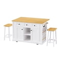 thumbnail image 3 of K&K 53" White Kitchen Island - Rolling Cart with Storage & Power Outlet, 3 of 8
