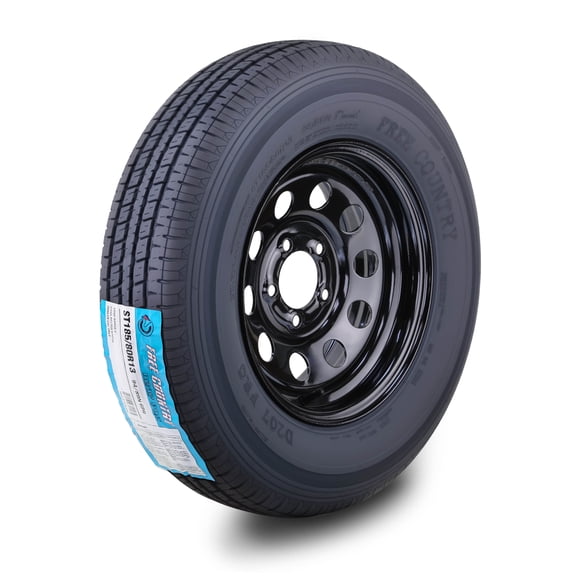 Free Country Trailer Tire Wheel Assembly ST185/80R13 6-Ply C 94N 5 Lug on 4.5" PCD Black Mod Rim