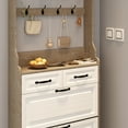 thumbnail image 3 of Wooden Shoe Cabinet with 3 Doors & 2 Drawers - Spacious Storage Organizer with Hangers, Wood, 3 of 3