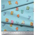 thumbnail image 2 of Soimoi Modal Satin Fabric Numbers & Alphabets Text Printed Craft Fabric by The Yard 42 Inch Wide, 2 of 3