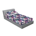 thumbnail image 2 of Vintage Fitted Sheet & Pillow Sham Set, Watercolor Retro Style Repetitive Crane Birds with Flowers Branches Art, Decorative Printed 2 Piece Bedding Decor, Twin, Eggplant Petrol Blue, by Ambesonne, 2 of 2