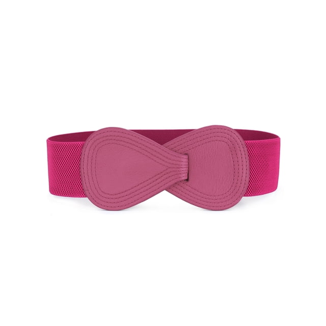 Cinturón elástico de cuero sintético con hebilla en forma de 8 INSPIRE CHIC para ajustar la cintura de dama, medida de cintura: 31"/78.5cm-43"/109cm Rosa