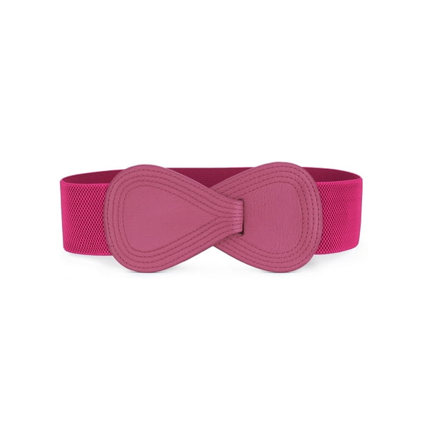 Cinturón elástico de cuero sintético con hebilla en forma de 8 INSPIRE CHIC para ajustar la cintura de dama, medida de cintura: 31"/78.5cm-43"/109cm Rosa