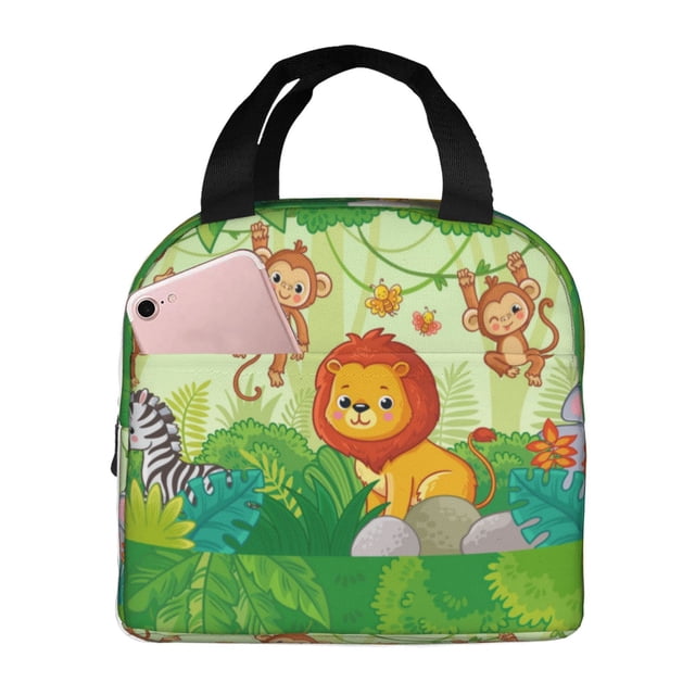 Balery African Animals in the Jungle Bolsa de Almuerzo Aislada – Caja de Almuerzo con Papel de Aluminio Grueso, Mantiene la Comida Fresca por 4 Horas
