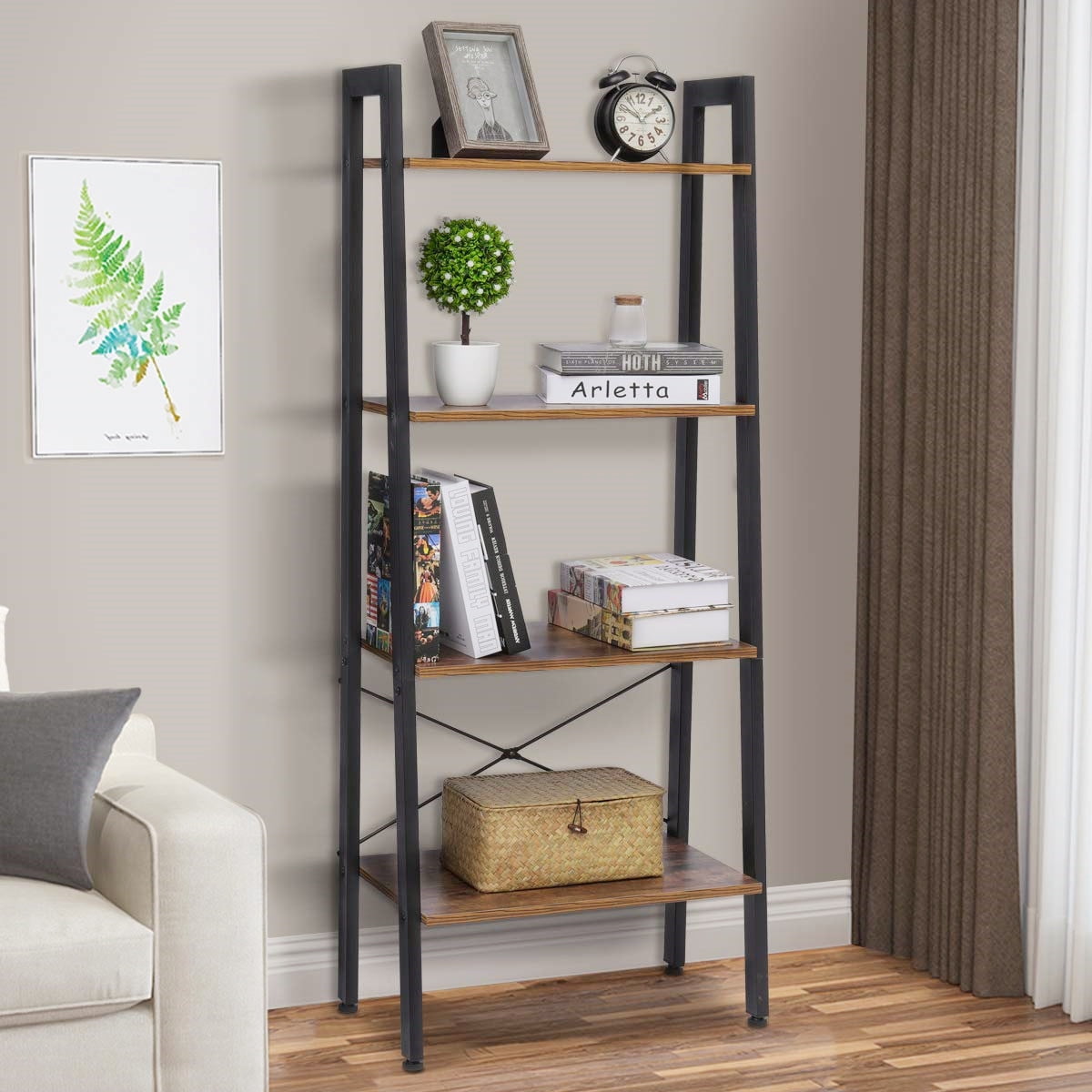 Corner Shelf Ladder Shower Rack Bathroom Cabinet 3 Tier Bookcase Living Room UK 