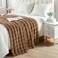 thumbnail image 4 of Home Soft Things Bubble Textured Faux Fur Throw Blanket, Cozy & Reversible, 50x60", Taupe, 4 of 12