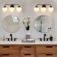 thumbnail image 3 of Bathroom Vanity Light Fixtures 3-Lights Gold Vanity Lights Over Mirror, E26 40W Modern Bathroom Lighting Fixture with Milky White Glass for Bath Restroom, 3 of 8
