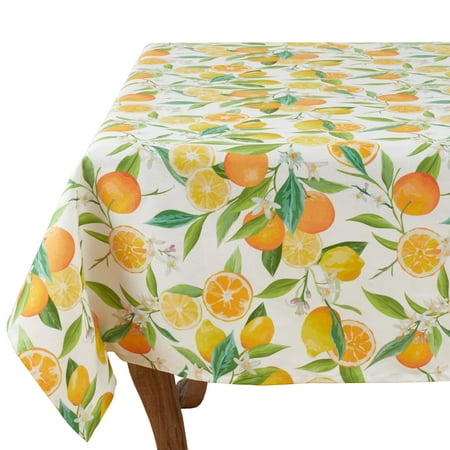 

Fennco Styles Lemon & Orange Print 55 x 55 Inch Tablecloth