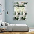 thumbnail image 6 of Abstract Graffiti Kitchen Curtains Valances and Tiers Set of 3 Green Beige Geometric Wash Tier Curtains and Valance with Rod Pocket for Small Windows, 27.5"x36", 6 of 9