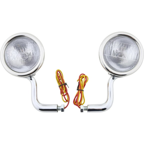 Speedway Motors Stainless Steel Cowl Light Assemblies with Built-In Turn Signals Compatible with 1928-1929 Ford Model A, Includes Chrome Arms, 12V Bulbs, Wiring & Hardware, Pair