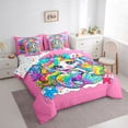thumbnail image 2 of Erosebridal Cartoon Kawaii Mermaid 7 Pieces Bedding Comforter Set,Cute Rainbow Coral Starfish Full Bedding Set For Girly,Reversible, 2 of 7